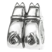 Sterling Silver TWO DOUBLE CATS BACK LOVE for European Bead charm Bracelet