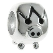 Sterling Silver CUTE PIG Bead for European Charm Bracelets