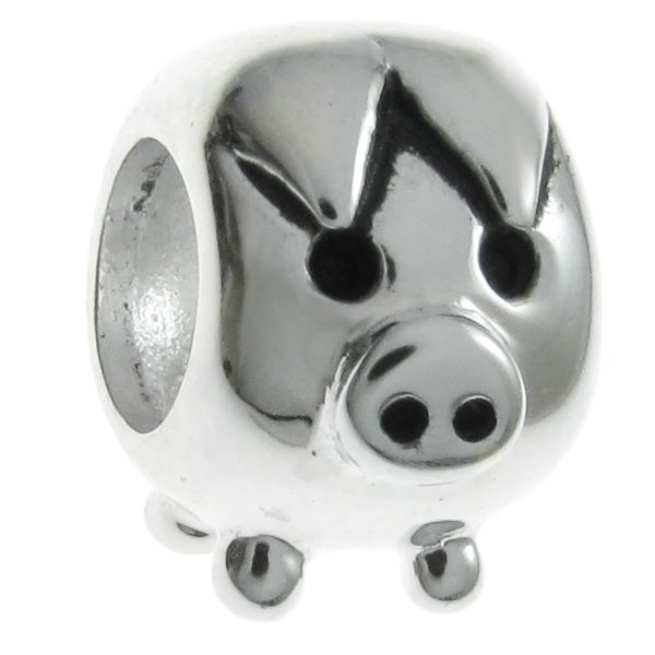Sterling Silver CUTE PIG Bead for European Charm Bracelets