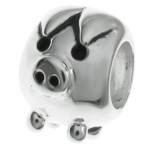 Sterling Silver CUTE PIG Bead for European Charm Bracelets