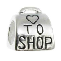 Sterling Silver LOVE TO SHOP SHOPPING BAG Bead for European Charm Bracelets