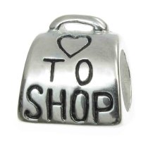 Sterling Silver LOVE TO SHOP SHOPPING BAG Bead for European Charm Bracelets