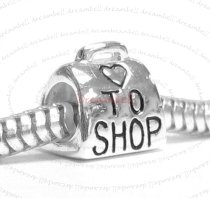 Sterling Silver LOVE TO SHOP SHOPPING BAG Bead for European Charm Bracelets