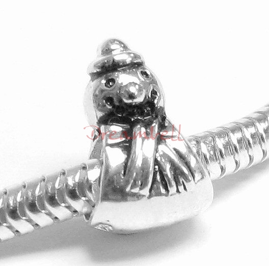 Sterling Silver Christmas SNOWMAN Bead for European Charm Bracelets
