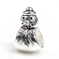 Sterling Silver Christmas SNOWMAN Bead for European Charm Bracelets