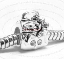 Sterling silver HAND BAG BEAD w/ crystal for European Charm Bracelets
