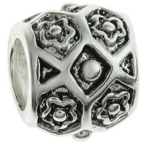 Sterling Silver FLOWER BARREL TUBE Bead for European Charm Bracelets