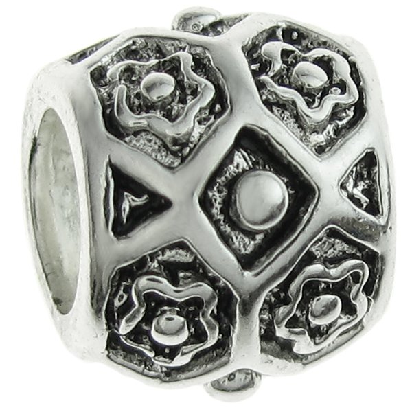 Sterling Silver FLOWER BARREL TUBE Bead for European Charm Bracelets