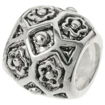 Sterling Silver FLOWER BARREL TUBE Bead for European Charm Bracelets