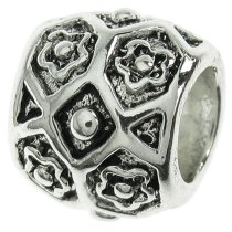 Sterling Silver FLOWER BARREL TUBE Bead for European Charm Bracelets