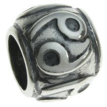 Sterling Silver Zodiac CANCER Bead Tube for European Charm Bracelets