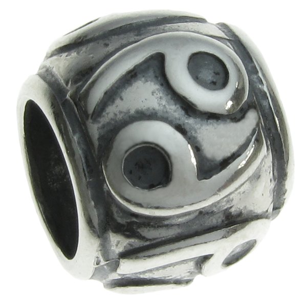 Sterling Silver Zodiac CANCER Bead Tube for European Charm Bracelets