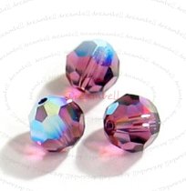 12x Swarovski Crystal Elements Round Faceted 5000 Amethyst AB 4mm