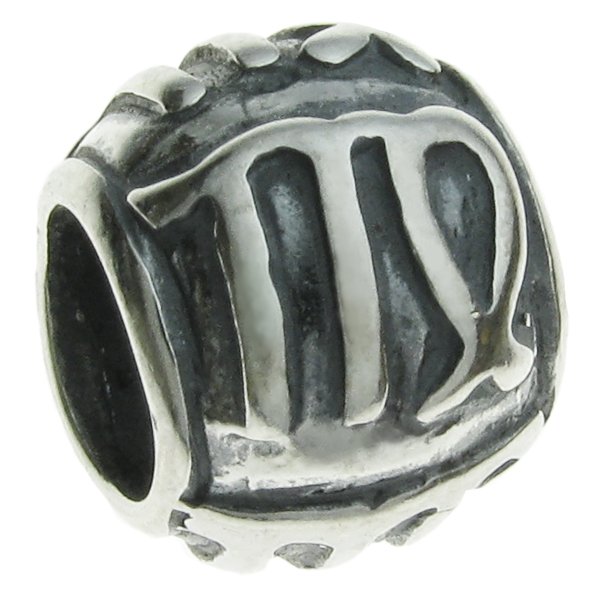 Sterling Silver Zodiac VIRGO Bead Tube for European Charm Bracelets