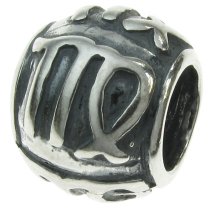 Sterling Silver Zodiac VIRGO Bead Tube for European Charm Bracelets