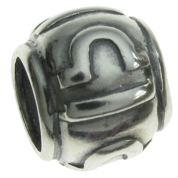 Sterling Silver Zodiac LIBRA Bead Tube for European Charm Bracelets