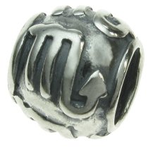 Sterling Silver Zodiac SCORPIO Bead Tube for European Charm Bracelets