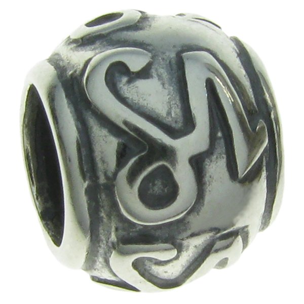 Sterling Silver Zodiac CAPRICORN Bead Tube for European Charm Bracelets
