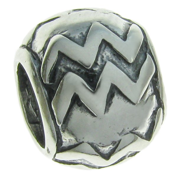Sterling Silver Zodiac AQUARIUS Bead Tube for European Charm Bracelets