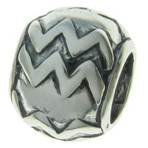 Sterling Silver Zodiac AQUARIUS Bead Tube for European Charm Bracelets