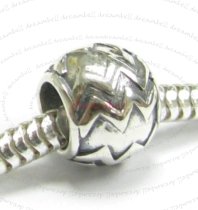 Sterling Silver Zodiac AQUARIUS Bead Tube for European Charm Bracelets