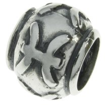 Sterling Silver Zodiac PISCES Bead Tube for European Charm Bracelets