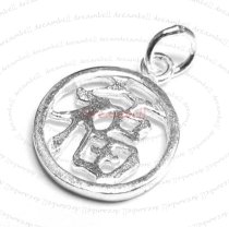 1x Sterling Silver Chinese Word "FORTUNE" Dangle Charm Bead 11mm