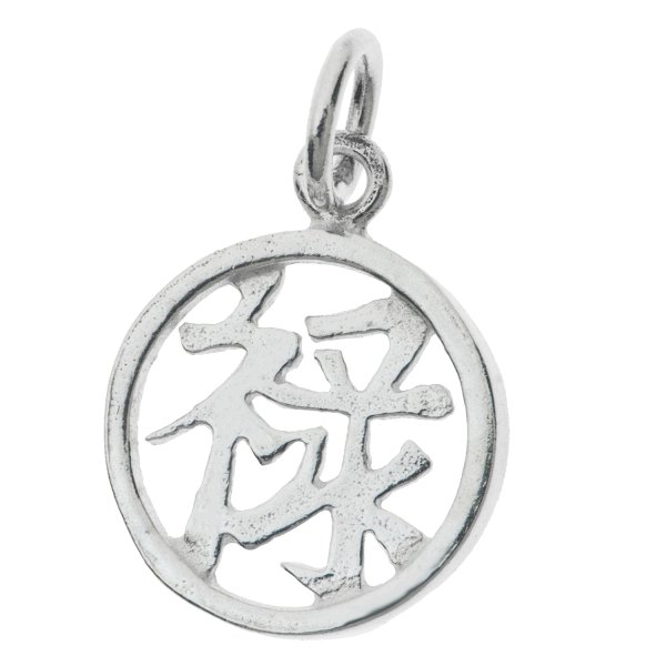 1x Sterling Silver Chinese Word "TREASURE" Dangle Charm Bead 11mm