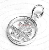 1x Sterling Silver Chinese Word "LONG LIFE" Dangle Charm Bead 11mm