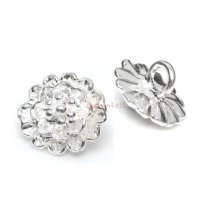 2x Sterling Silver Flower Charm Cap Bead Spacer 8mm