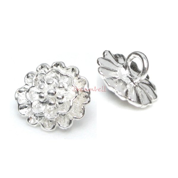 2x Sterling Silver Flower Charm Cap Bead Spacer 8mm