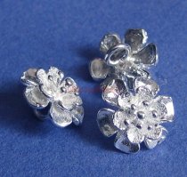 2x Sterling Silver Flower Charm Cap Bead Spacer 9.5mm