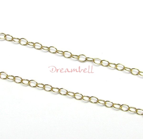 12" x 14K Gold filled Bead OVAL RING Cable Chain 2.2mm