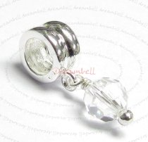 1x Sterling Silver Birthstone April Danlge Crystal Bead for European Charm Bracelets Using Swarovski Elements Crystal