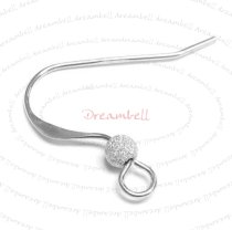 10x Sterling Silver ear wire French Hook Earwires STARDUST Ball
