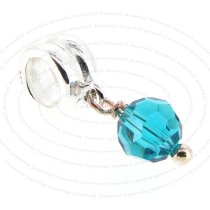 1x Sterling Silver Birthstone MAY Danlge Crystal Bead for European Charm Bracelets Using Swarovski Elements Crystal