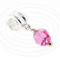 1x Sterling Silver Birthstone October Danlge Crystal Bead for European Charm Bracelets Using Swarovski Elements Crystal