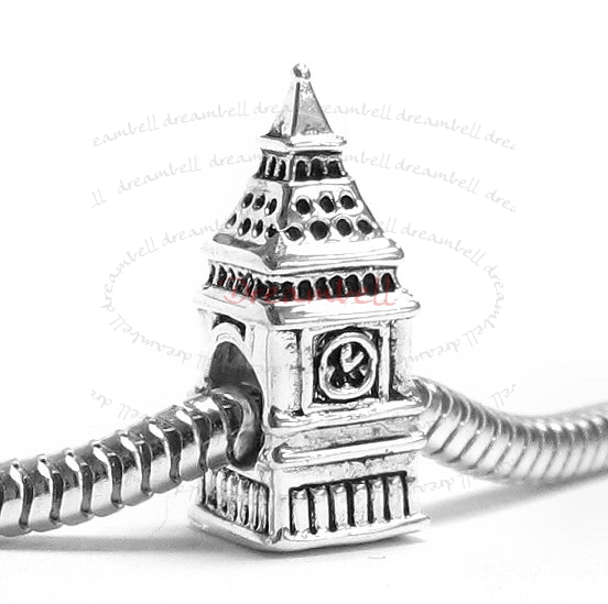 Sterling Silver London BIG BEN CLOCK Bead for European Charm Bracelets