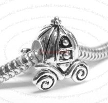 Sterling Silver PUMPKIN CARRIAGE COACH Bead for European Charm Bracelets