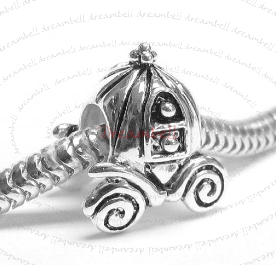 Sterling Silver PUMPKIN CARRIAGE COACH Bead for European Charm Bracelets