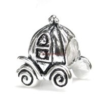 Sterling Silver PUMPKIN CARRIAGE COACH Bead for European Charm Bracelets