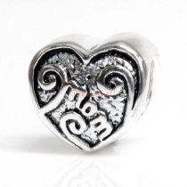 Sterling Silver Heart MOM Mother Bead for European Charm Bracelets