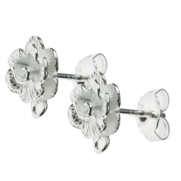 2x Sterling Silver 8mm Rose Stud Earrings with Loop Post
