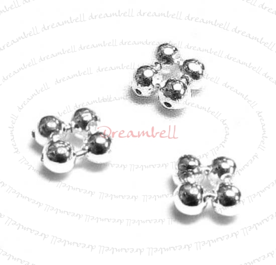 20x Sterling Silver Daisy Quad Bead Spacer 2.4mm x 1.2mm