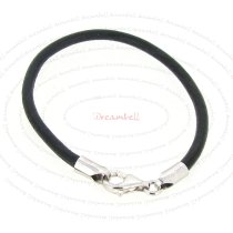 1x Sterling Silver Black leather cord 3mm BRACELET for European bead charms 8.5″
