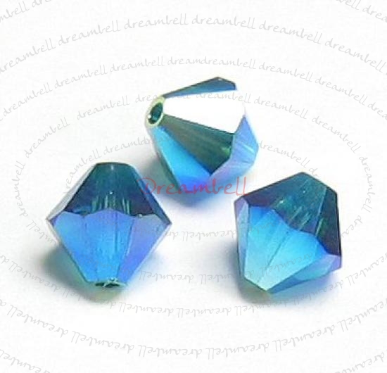 12x Swarovski Elements Bicone Crystal 5301 Emerald 8mm AB 2x