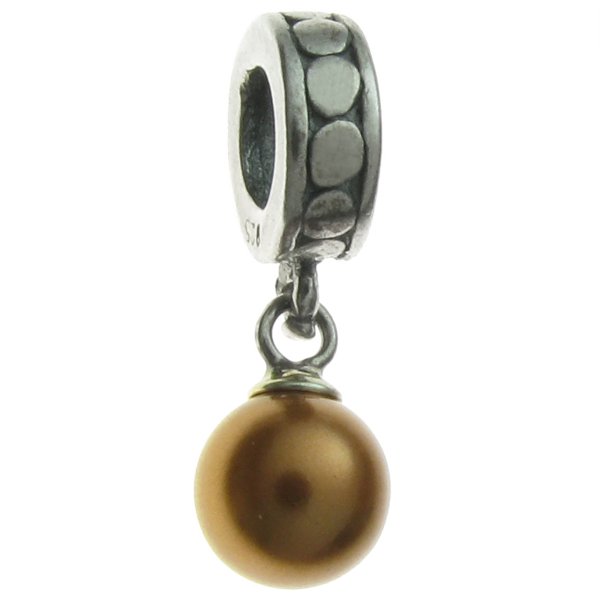Sterling Silver Swarovski Copper Pearl Pendant Bead for European Charm Bracelets