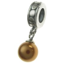 Sterling Silver Swarovski Copper Pearl Pendant Bead for European Charm Bracelets