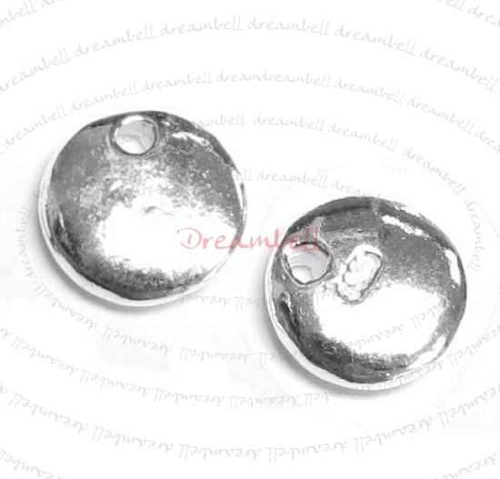 2x Sterling Silver Round TAG Hallmark 925 Stamped Charm Dangle Bead 7.6mm