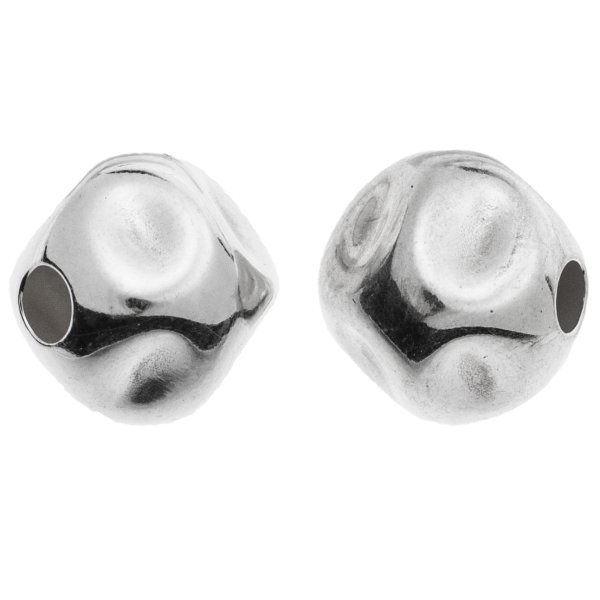 2x Sterling Silver Dented Hammered Bead Spacer 8mm